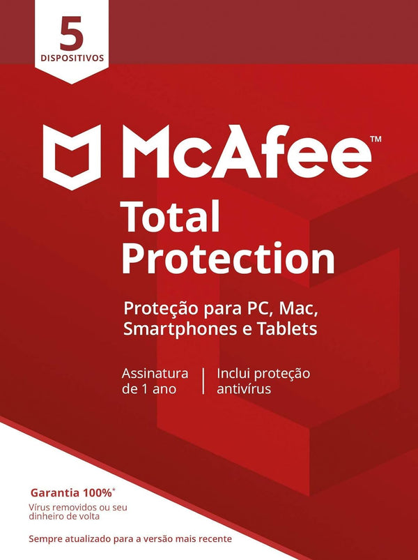 Mcafee Total Protection 5 Dispositivos - Cartão Chave de Licença