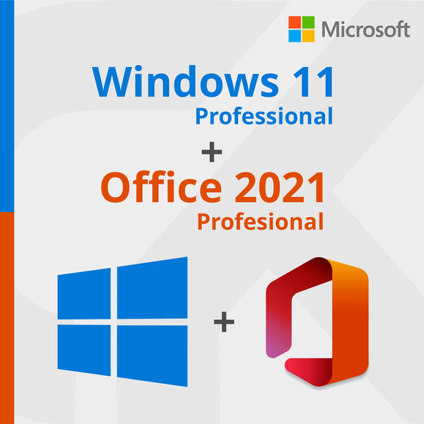 Windows 11 Pro + Microsoft Office 2021 Pro Plus - Cartão Chave de Licença