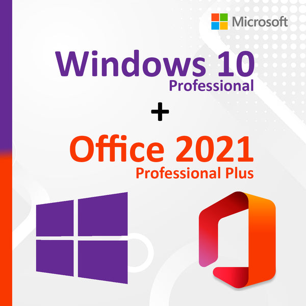 Windows 10 Pro + Office 2021 Pro - Cartão Chave de Licença