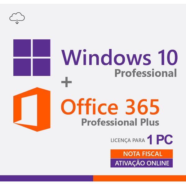 Windows 10 Pro + Office 365 2024 - Cartão Chave de Licença