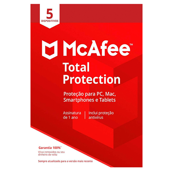 Mcafee Total Protection 5 Dispositivos - Cartão Chave de Licença